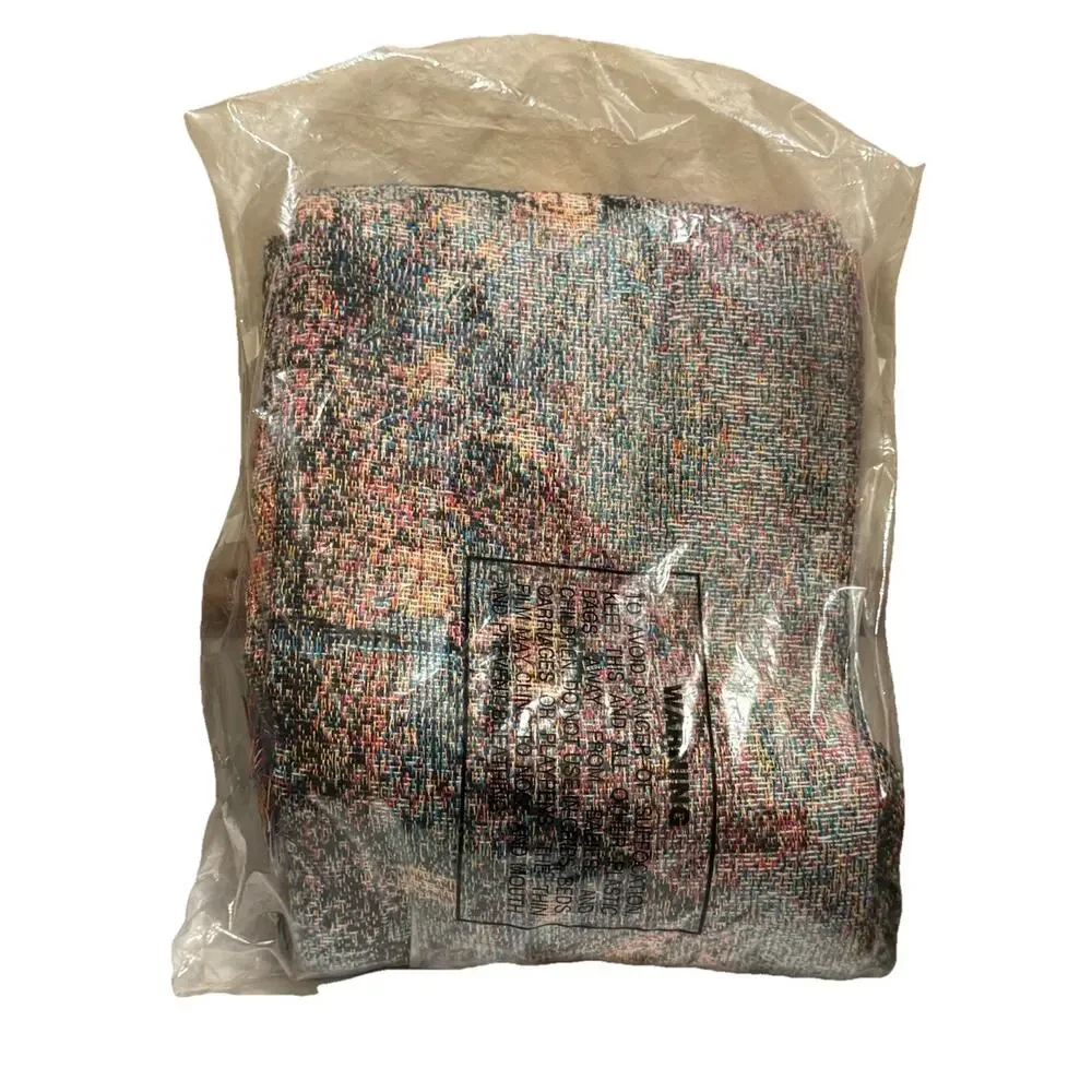 2002 Vintage Thomas Kinkade Tapestry Woven Throw Blanket Lamplight Bridge 50x60